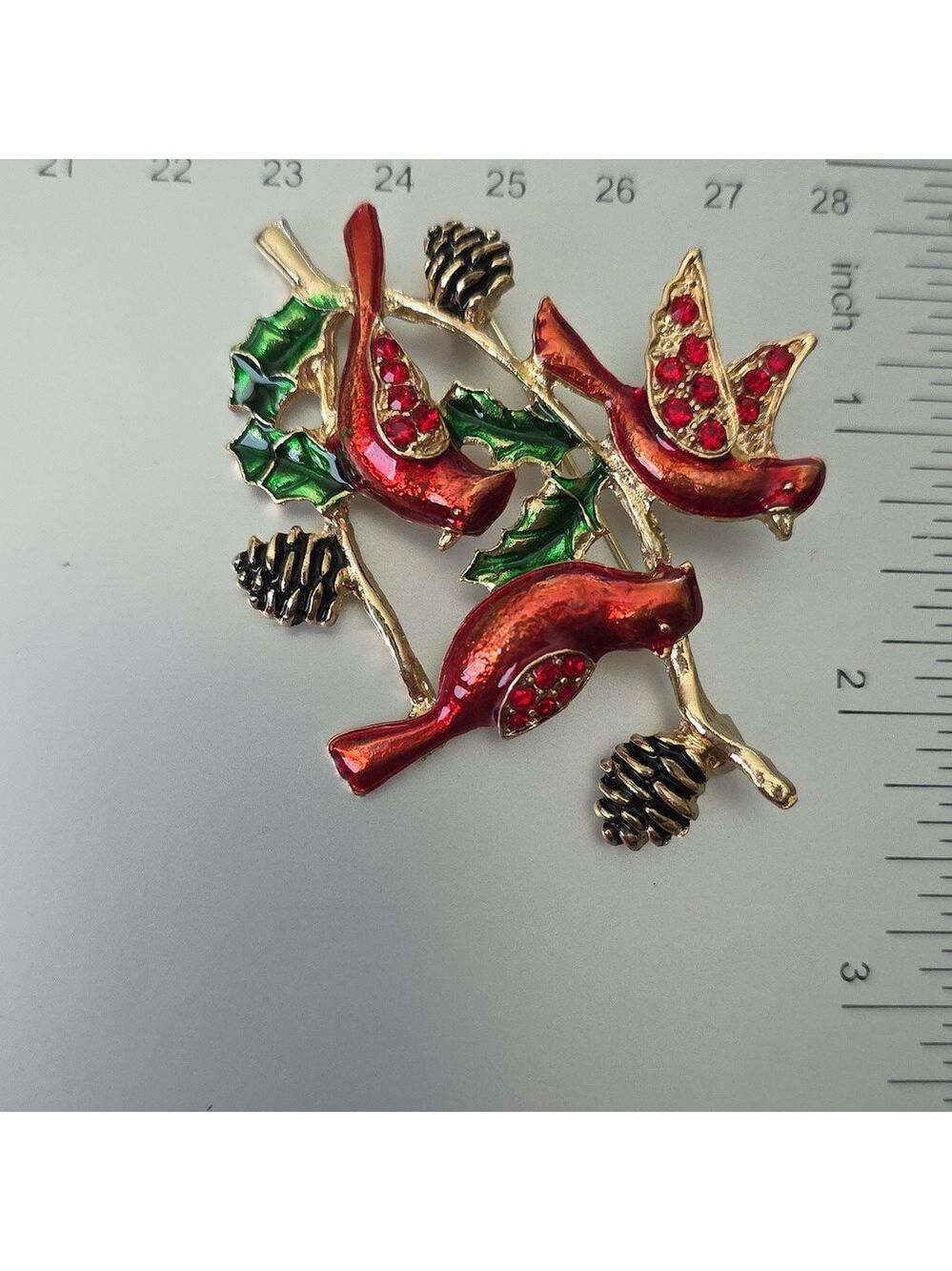 Cardinal  Christmas  Brooch Heart Cardinal Brooch Necklace Combo - Picture 4 of 7